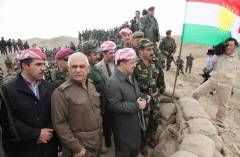 Kurdish President Masoud Barzani with Kurdistan Peshmerga Forces in Kirkuk